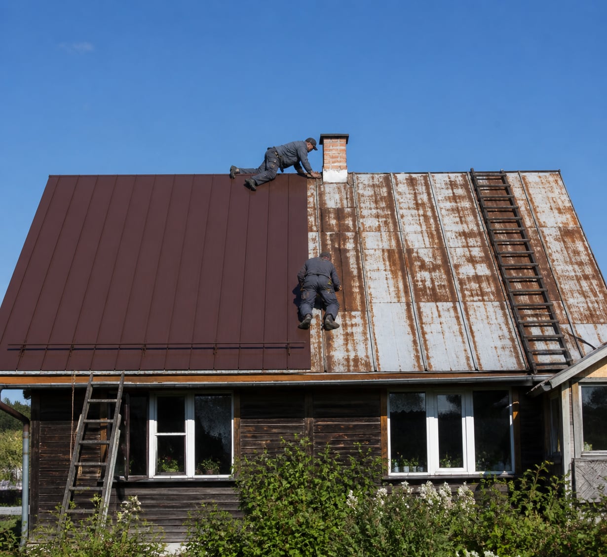 Ремонт металлической кровли в Кеми