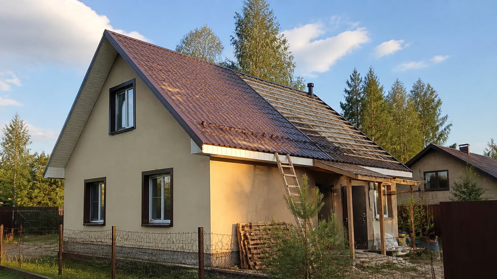 Замена шифера с утеплением, частный дом в Сергиевом Посаде, 135 м²